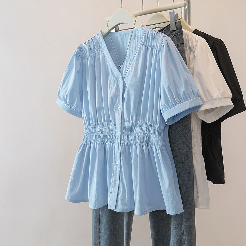 Puff Sleeve Blouse - 200 Pounds Plus Size Office Lady