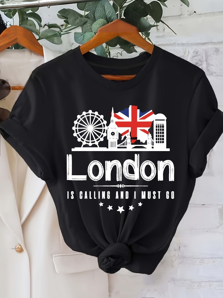Women'S Fashion London - London Letter Print T-shirt Fashion Short