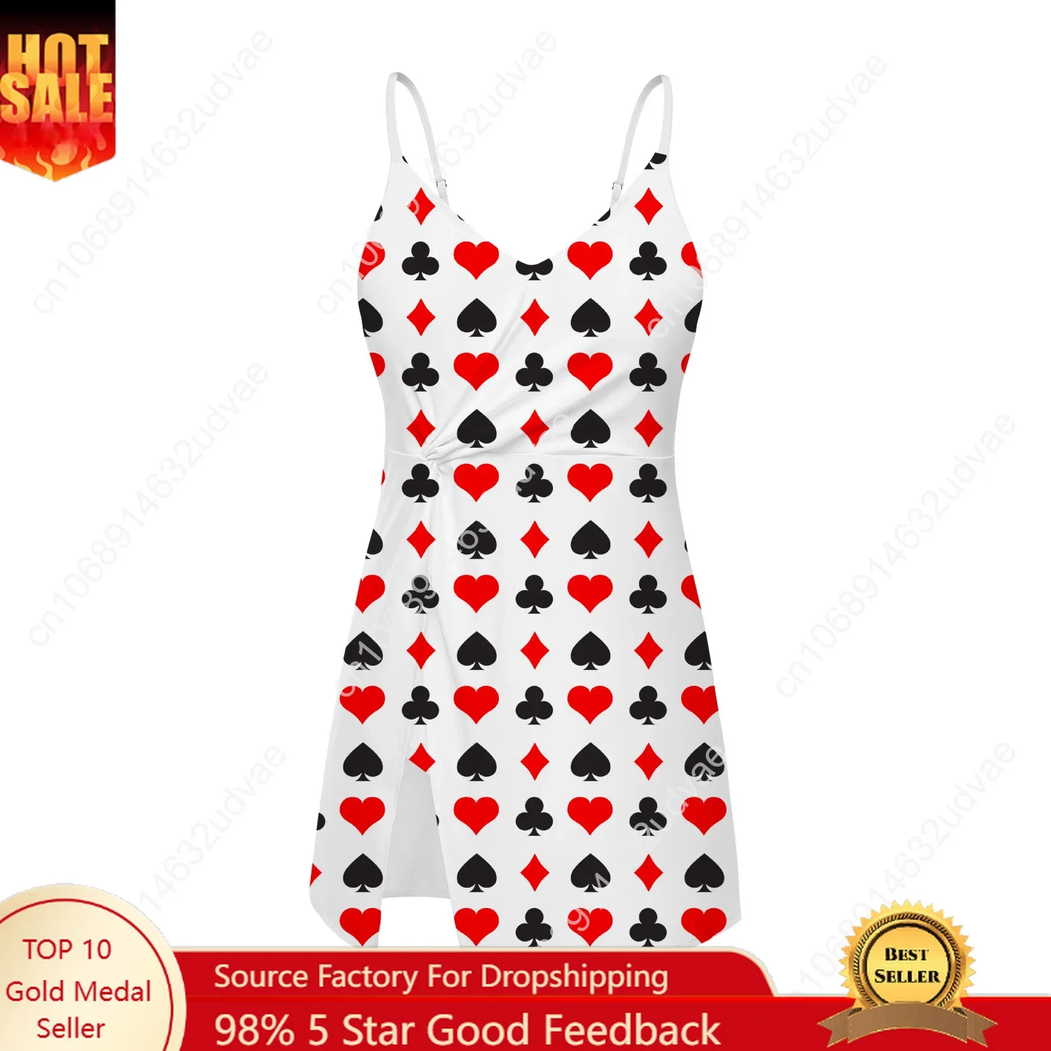 Women'S Fashion Middle Ages - Playing Cards Sling Dress Swimsuit Womens