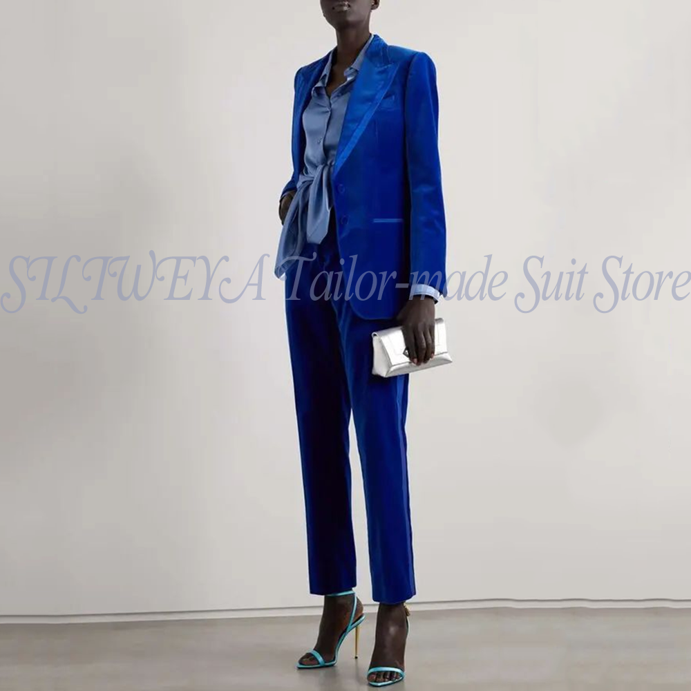 Velvet Blazer Women - Luxury Blue Velvet Women Suit Pants