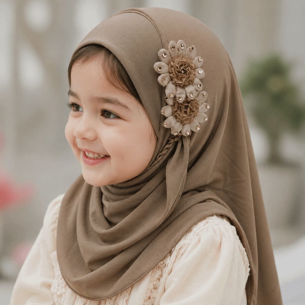 Women'S Fashion Hats - Fashion Solid Flowers Children Hijab Ethnic-Style