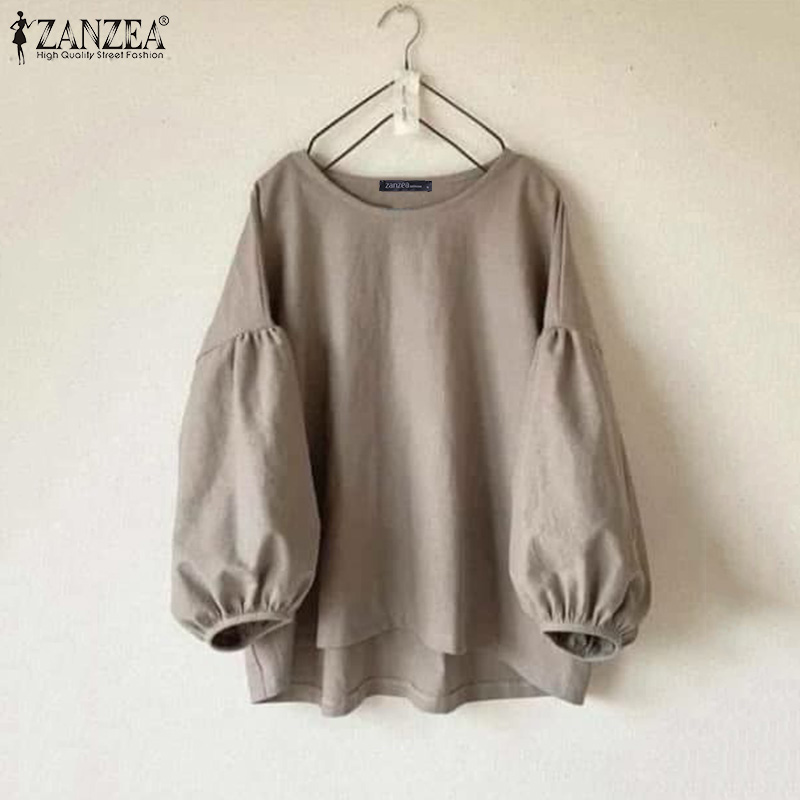 Puff Sleeve Blouse - ZANZEA Plus Size Woman Casual Blouses