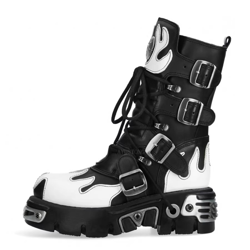 Fashion New Men's Flame Metal  - đánh giá và giá Women'S Fashion Riding Boots