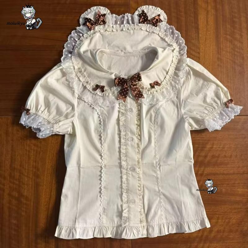 Kawaii Ruffles Blouses Spring  - đánh giá và giá Puff Sleeve Blouse