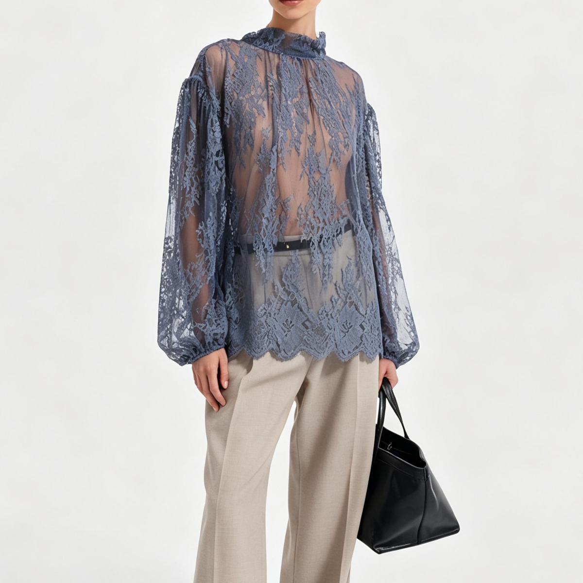 IG 2026 Women's Sheer Lace Blo - đánh giá và giá Puff Sleeve Blouse