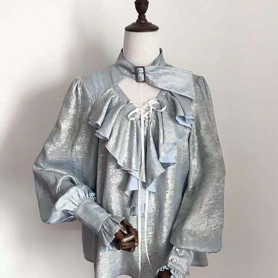 Japanese Sweet Cool Ruffle Tri - đánh giá và giá Puff Sleeve Blouse