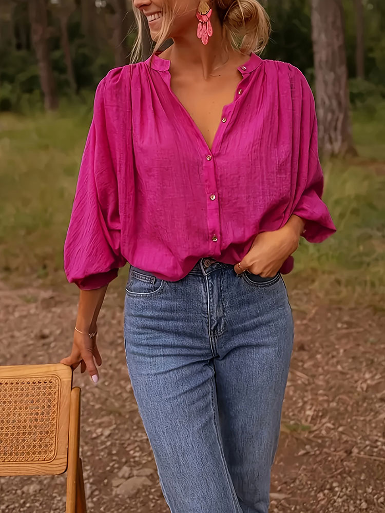 New Elegant Stand-up Collar Lo - đánh giá và giá Puff Sleeve Blouse