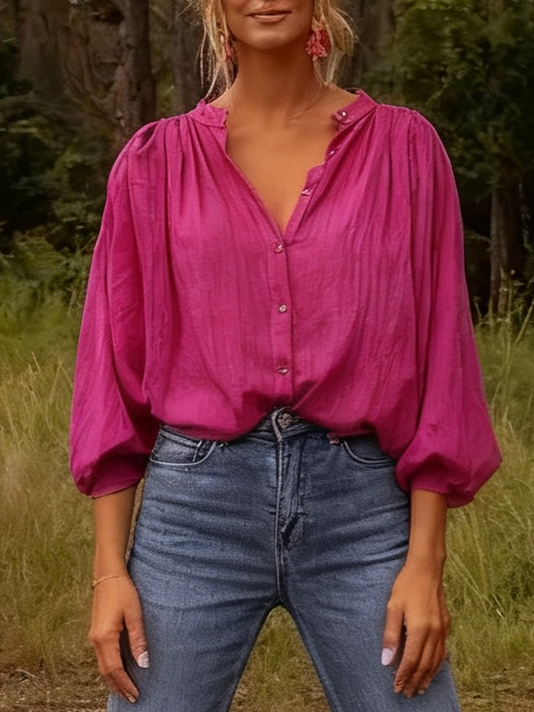 New Elegant Stand-up Collar Lo - đánh giá và giá Puff Sleeve Blouse