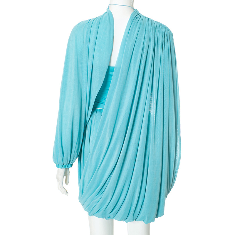 2025 Autumn Women Elegant Blue - đánh giá và giá Ruched Dress Mini