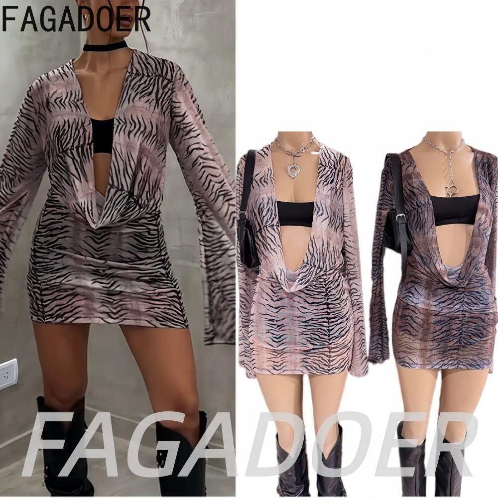 FAGADOER Y2K Retro Tiger Strip - đánh giá và giá Ruched Dress Mini