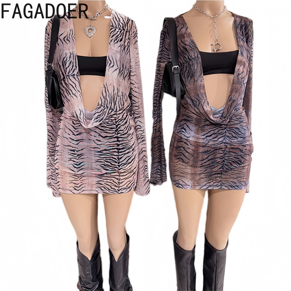 FAGADOER Y2K Retro Tiger Strip - đánh giá và giá Ruched Dress Mini
