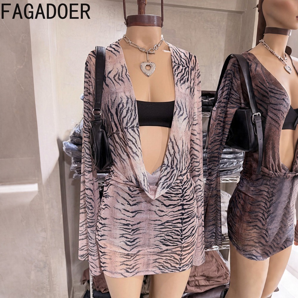 FAGADOER Y2K Retro Tiger Strip - đánh giá và giá Ruched Dress Mini
