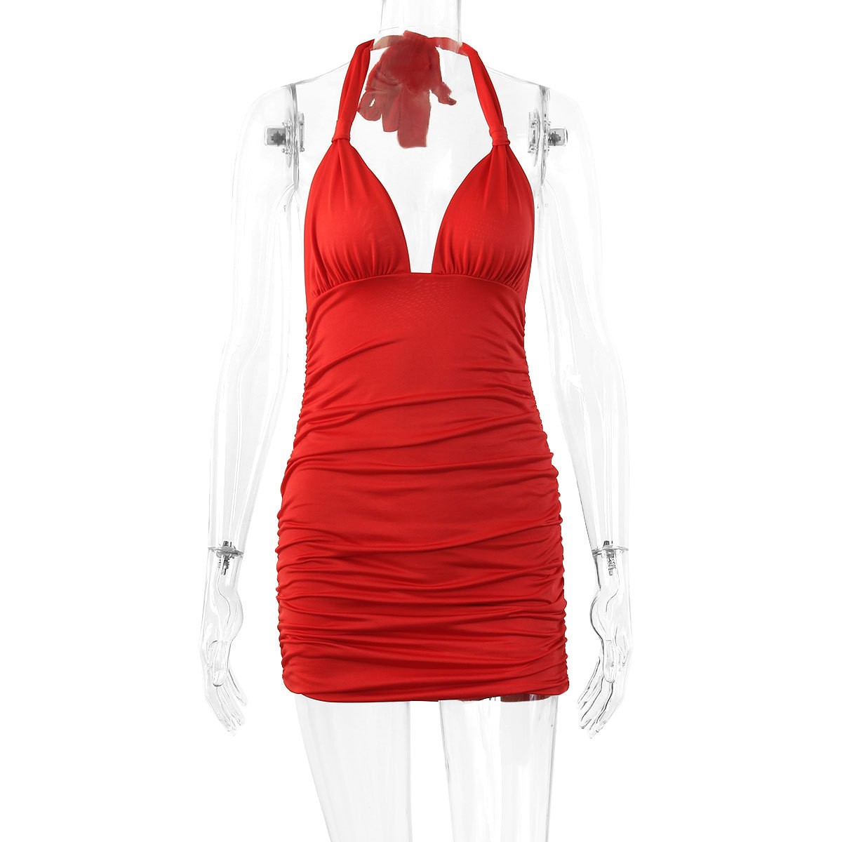 Summer Women's Clothing Deep V - đánh giá và giá Ruched Dress Mini