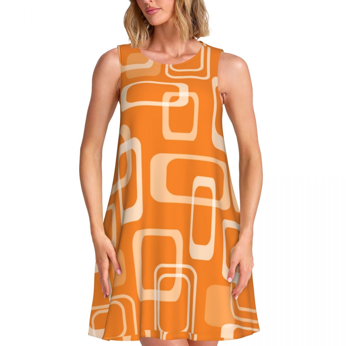 Orange Retro Mod Dress 60s Squ - đánh giá và giá Women'S Fashion Of The 60S