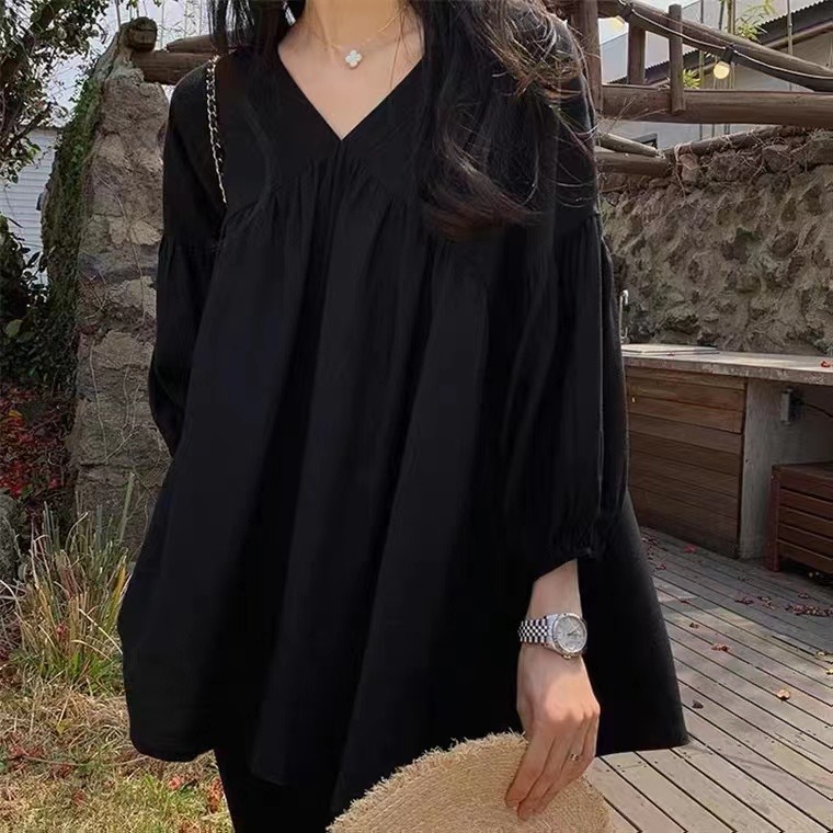 Women V Neck Gathered Bust Blo - đánh giá và giá Puff Sleeve Blouse