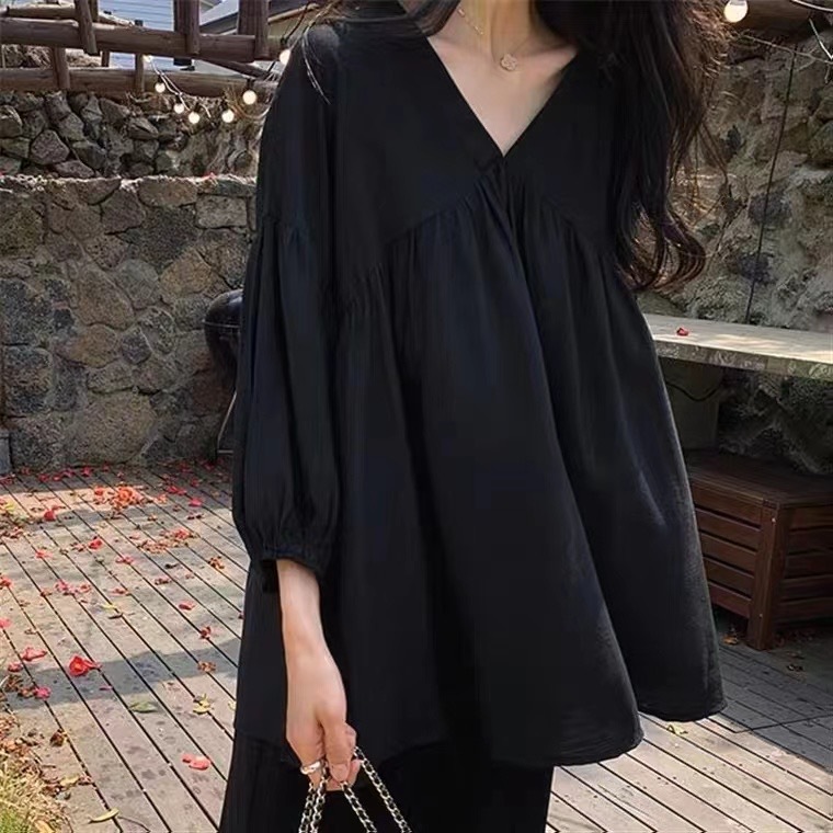 Women V Neck Gathered Bust Blo - đánh giá và giá Puff Sleeve Blouse