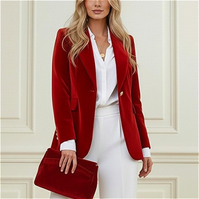 2026 New Autumn Single Gold Bu - đánh giá và giá Velvet Blazer Women