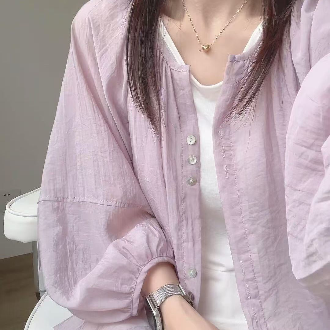Stand Collar Shirt Crinkle Tex - đánh giá và giá Puff Sleeve Blouse