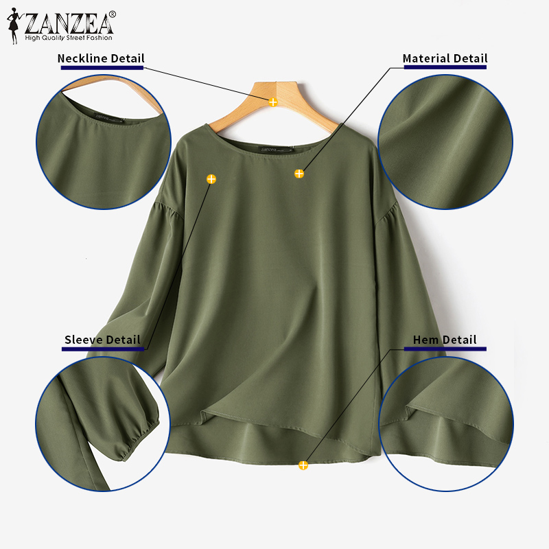 ZANZEA Plus Size Woman Casual  - đánh giá và giá Puff Sleeve Blouse
