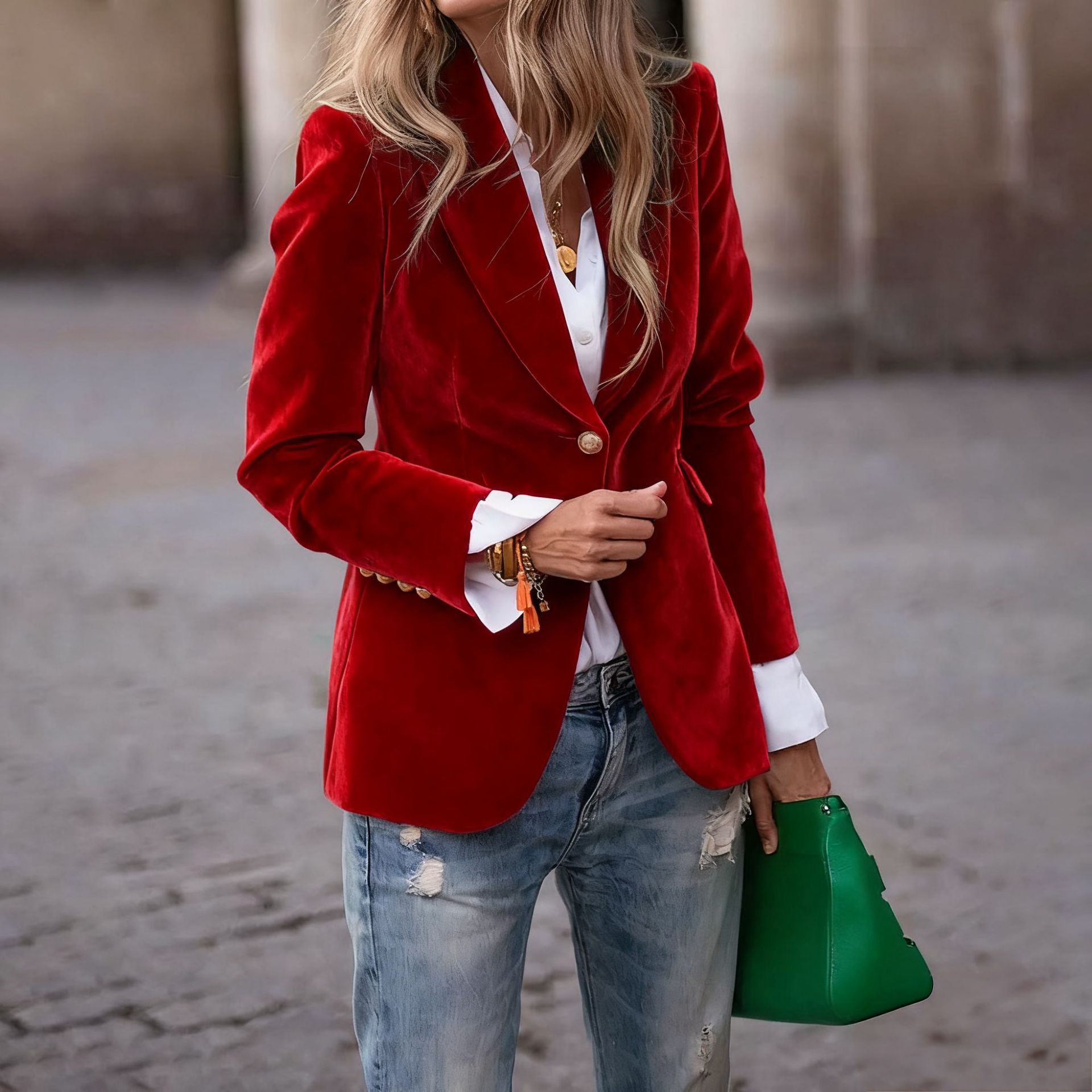 Womens Velvet Blazer Lapel Sin - đánh giá và giá Velvet Blazer Women
